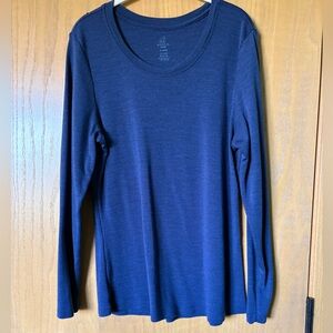 Woolx 100% Merino Wool Mid-weight Long Sleeve Kenzie Top in Navy
